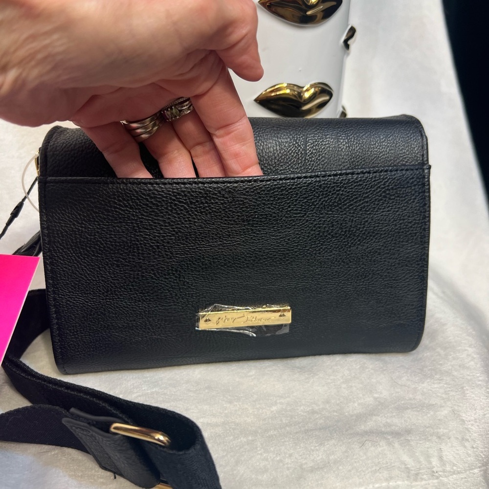Betsey Johnson Black Crossbody Bag with Blue & White Eye Motif - Picture 9 of 13